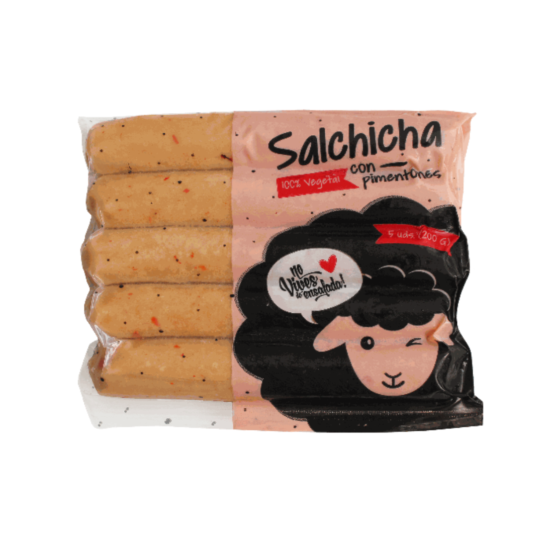 Salchicha vegana pimentones