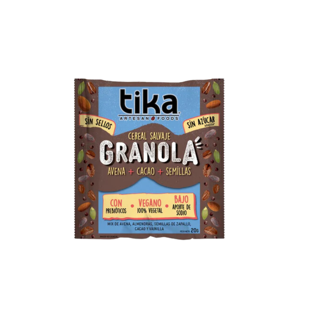 Granola individual avena cacao semillas